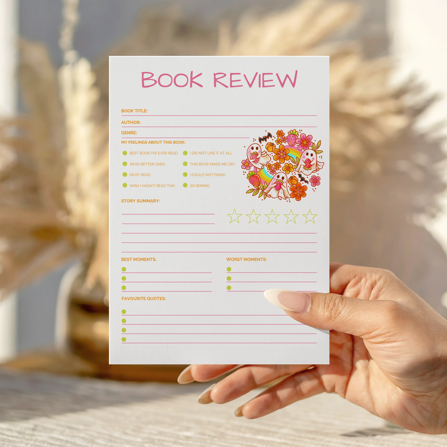 Strawberry Ghosts Book Review Notepad