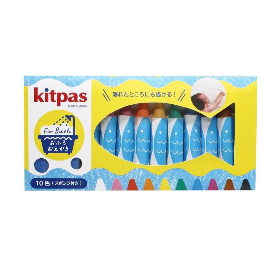 Kitpas Bath Crayons: 10 Colours with Sponge