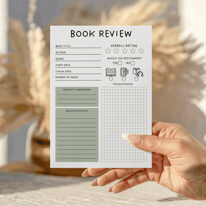 Grid Book Review Notepad