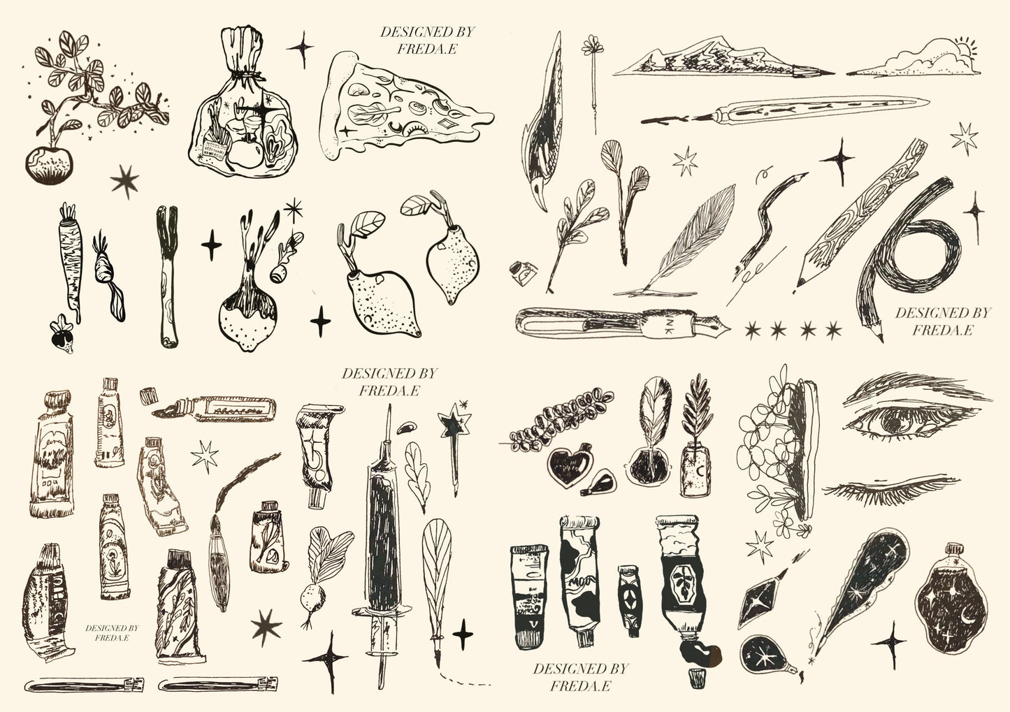Waterproof Temporary tattoos Designed by Freda. E