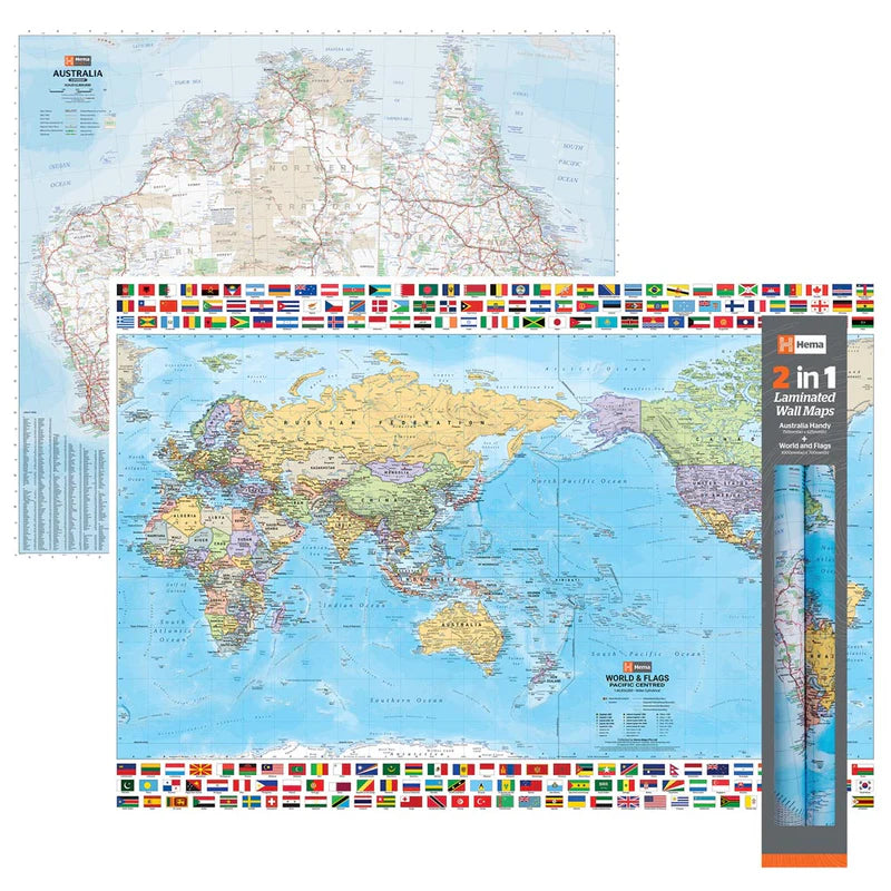 2 in 1 Twin Pack - Australia and World Wall Maps