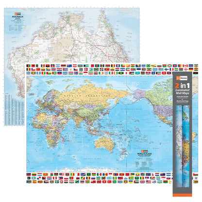 2 in 1 Twin Pack - Australia and World Wall Maps