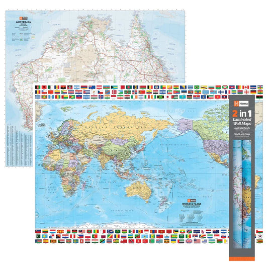 2 in 1 Twin Pack - Australia and World Wall Maps