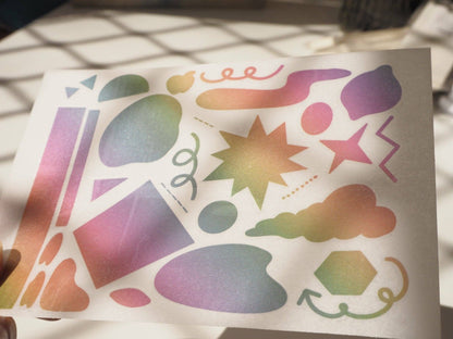 Rainbow Sea Creatures and Rainbow Shapes - Rub-on Stickers/ Transfer Stickers 019 and 020