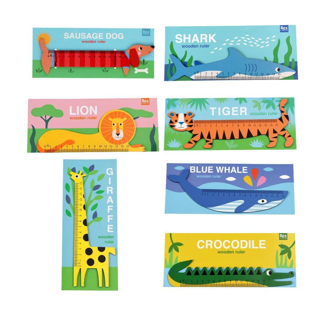 Animal Wooden Ruler 15cm
