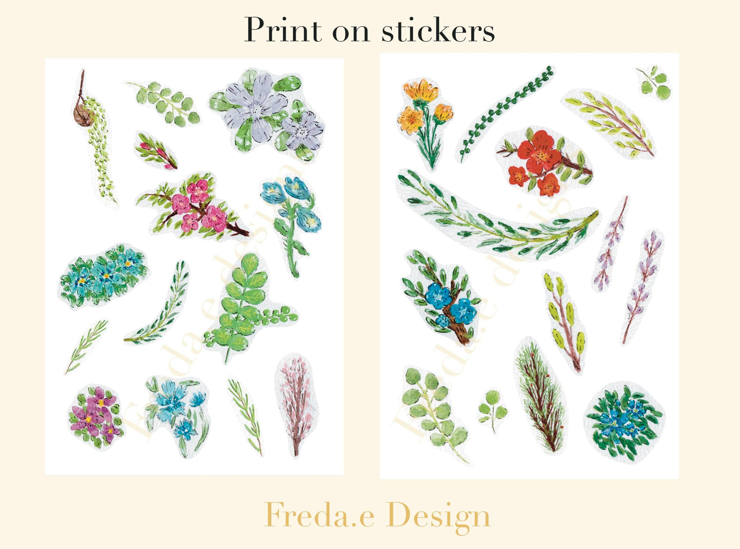 Goauche Flowers- Rub-on Stickers/ Transfer Stickers