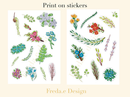 Goauche Flowers- Rub-on Stickers/ Transfer Stickers