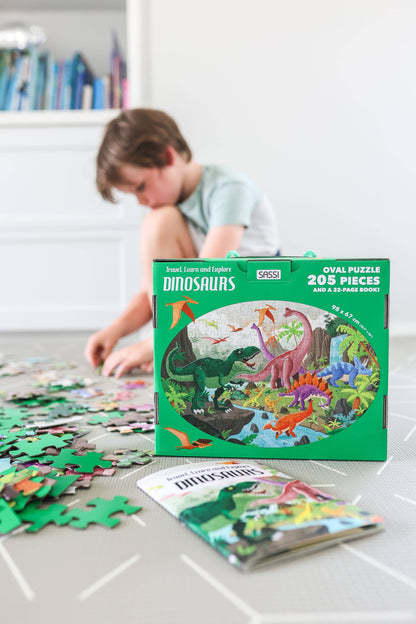 Puzzle and Book Set - Dinosaurs, 205 pcs