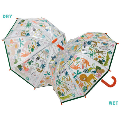 Floss & Rock Colour Changing Umbrella - Jungle Transparent