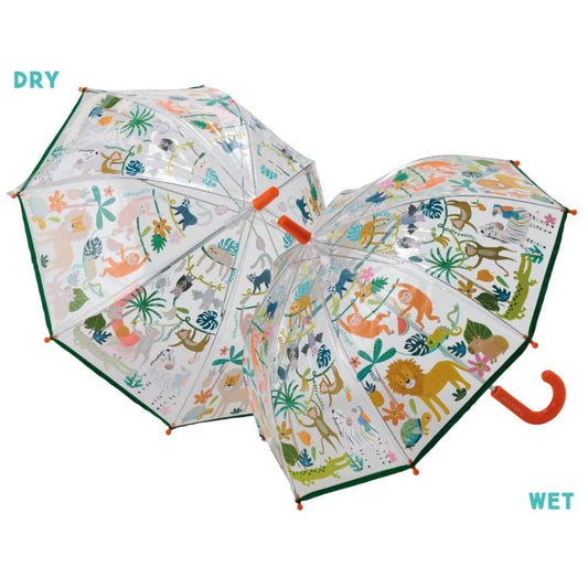 Floss & Rock Colour Changing Umbrella - Jungle Transparent