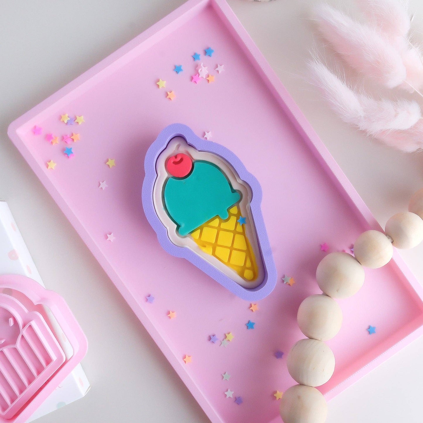 Eco Playdough Stamp | Ice Cream with cherry
