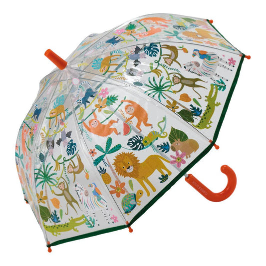 Floss & Rock Colour Changing Umbrella - Jungle Transparent
