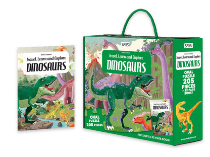 Puzzle and Book Set - Dinosaurs, 205 pcs