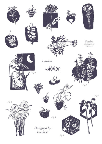 Garden Flowers - Rub-on/ Transfer stickers 033