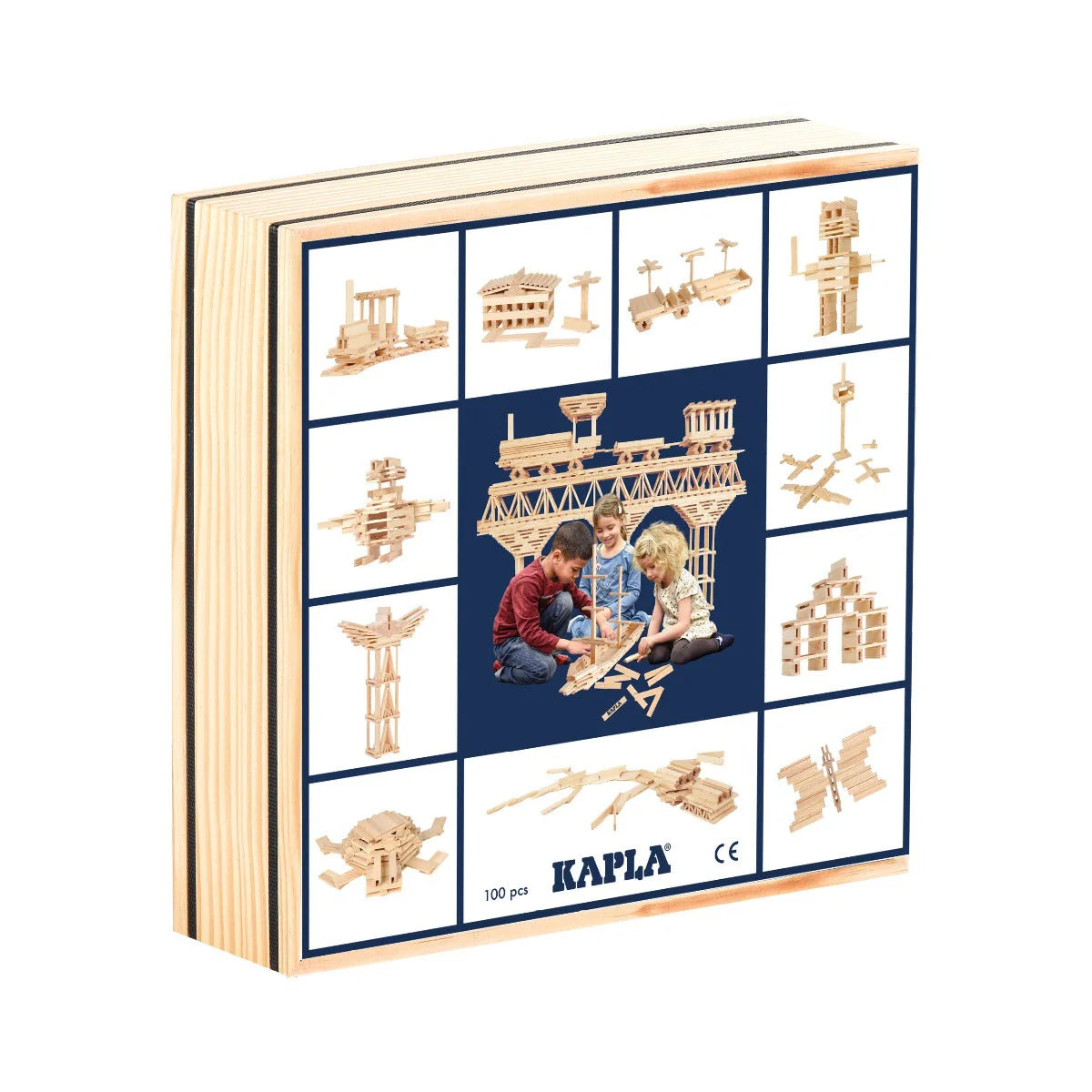 KAPLA Blocks: Building Planks (100, Natural, In Wooden Box)