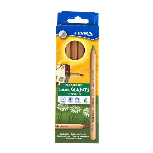 LYRA Colour Giants Unlacquered Pencils - 6 Assorted Colours