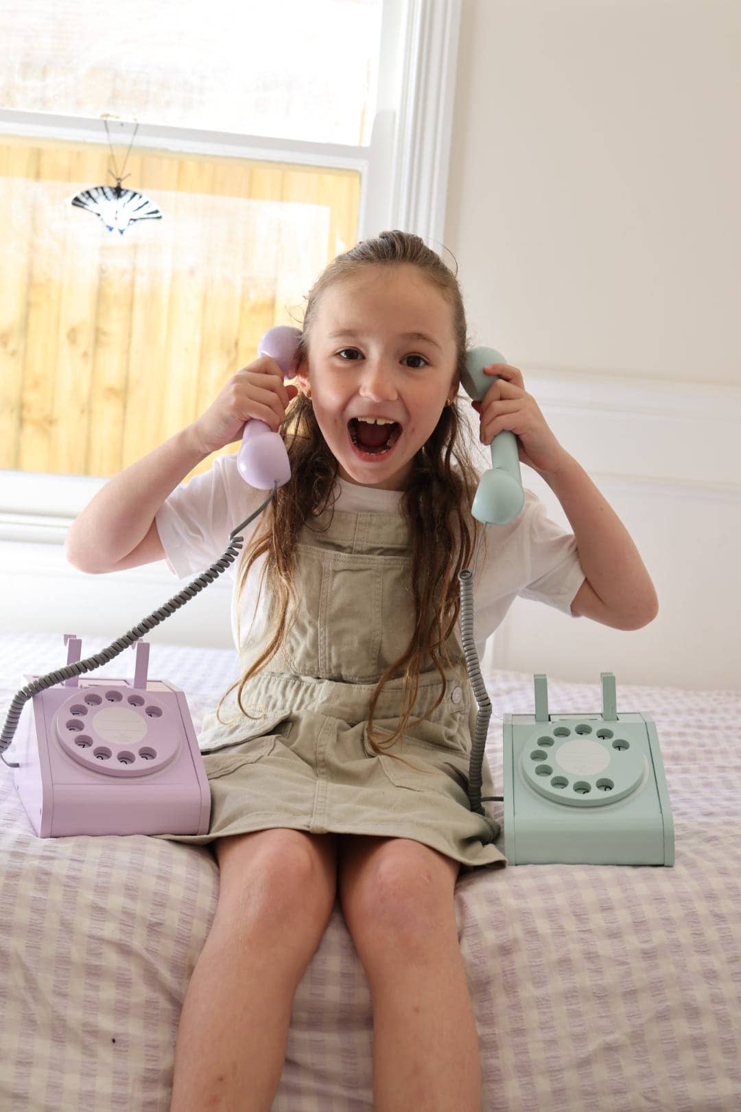 Imagine That Wooden Rotary Telephone, Aqua Green