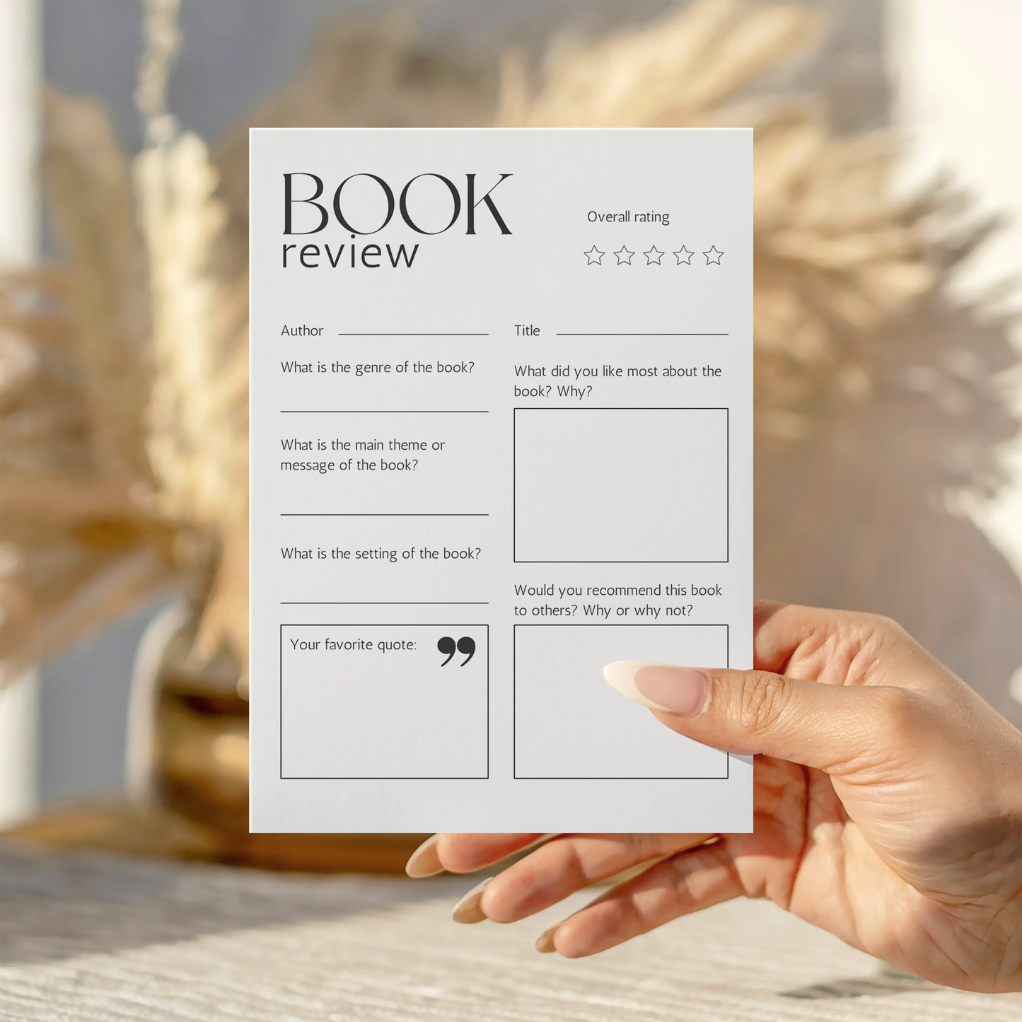 Simple Book Review Notepad