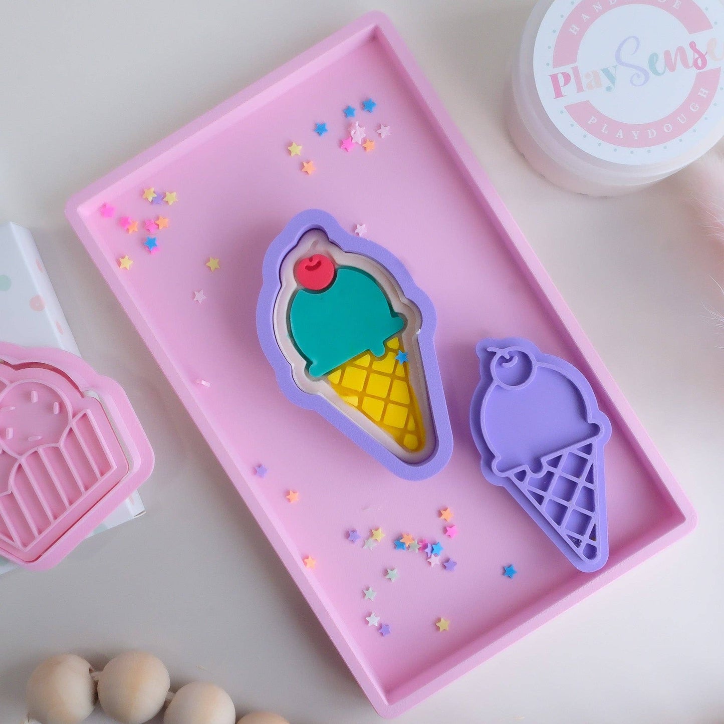 Eco Playdough Stamp | Ice Cream with cherry
