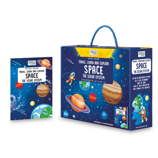 Sassi Travel, Learn and Explore - Puzzle and Book Set - Space, 205 pcs