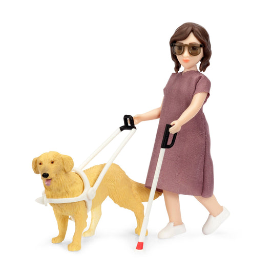 Lundby Doll House Doll - Woman with Cane & Guide Dog