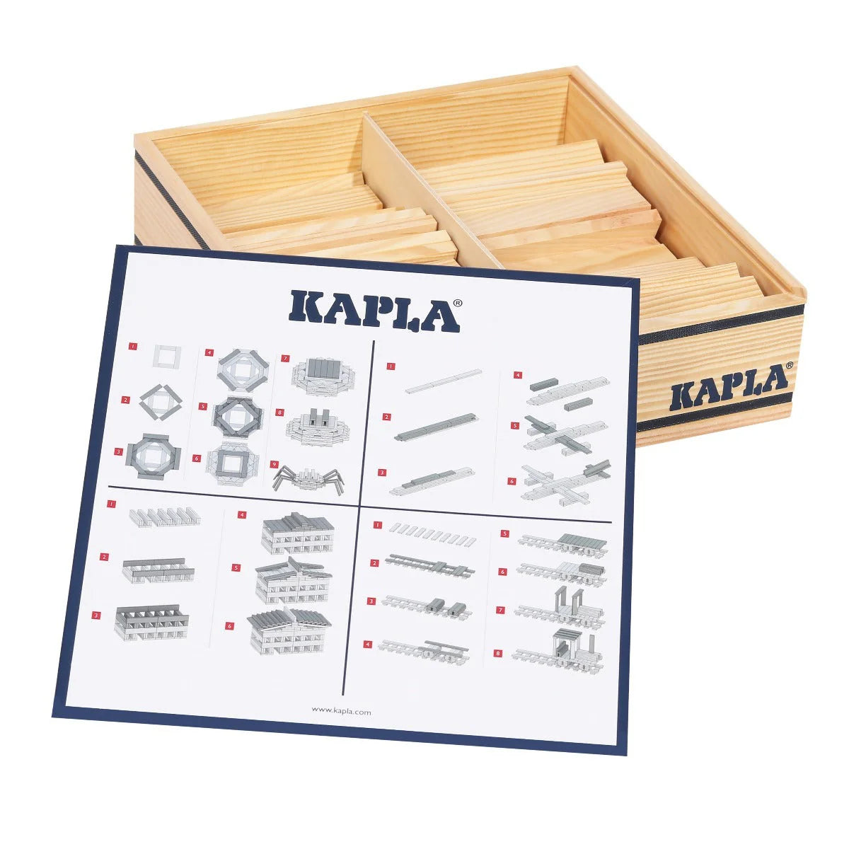 KAPLA Blocks: Building Planks (100, Natural, In Wooden Box)